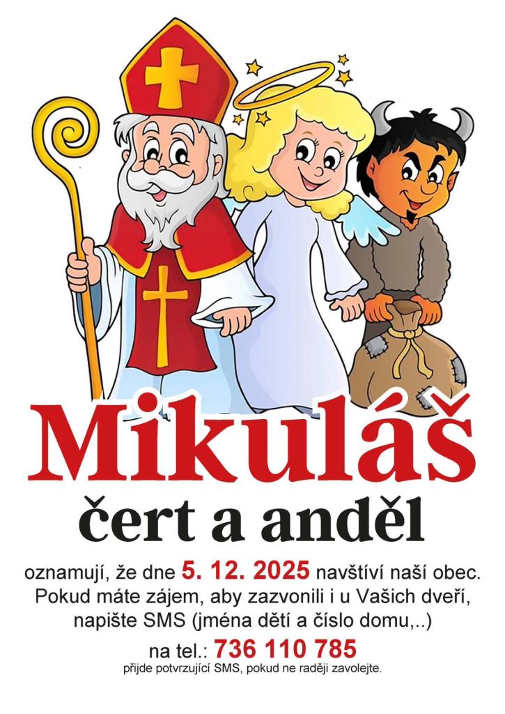 Mikuláš, čert a anděl v naší obci
